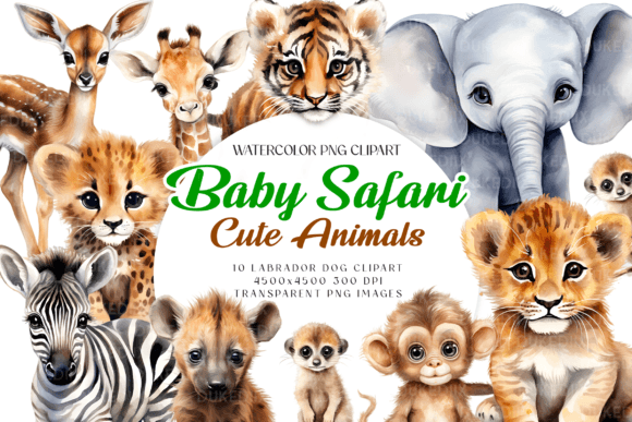 Download Watercolor Baby Safari Animals Clip Art - Safari animals Collection