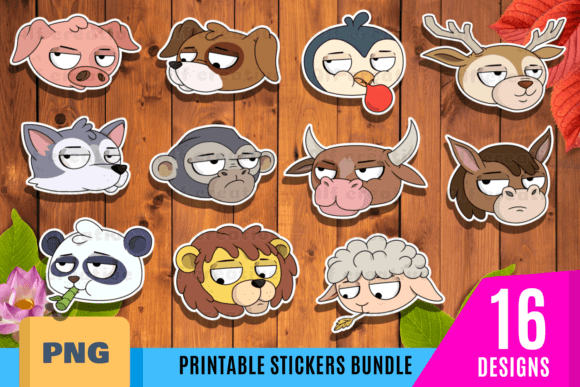 Download Printable Animals Face Stickers, Curious - Sticker Collection