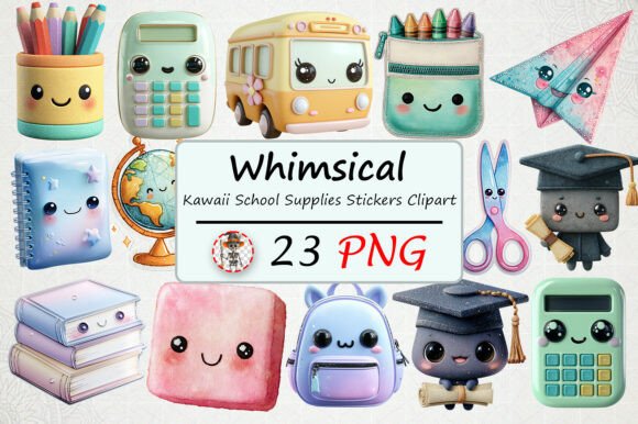 Download Kawaii School Supplies Stickers Clipart - School Collection