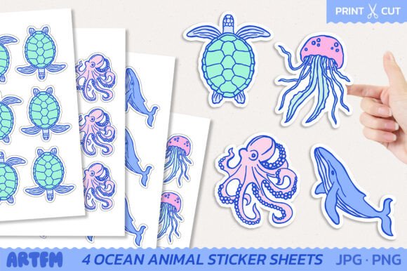 Download Underwater Ocean Animals Sticker Sheet - Sticker Collection