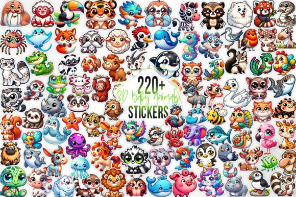 Download 220+ 3D Cute Animals Stickers Bundle - Sticker Collection