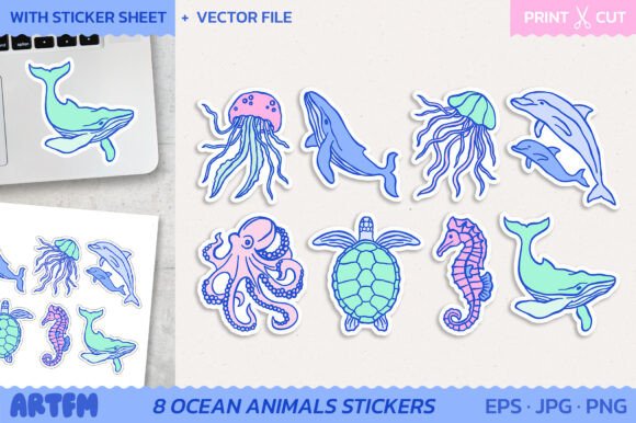 Download Ocean Animals Pastel Sticker Pack - Sticker Collection