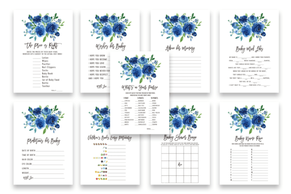 Download Blue Flowers Baby Shower Games - Games Collection