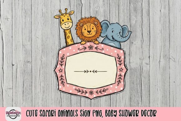 Download Cute Safari Animals Sign PNG, Baby Shower Decor - Safari animals Collection